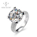 Factory wholesale elegant round cut diamond  ring women jewelry with CVD CZ Moissanite